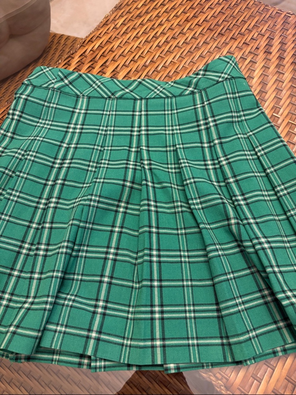 Sunday Best Green Plaid Pleated Skirt